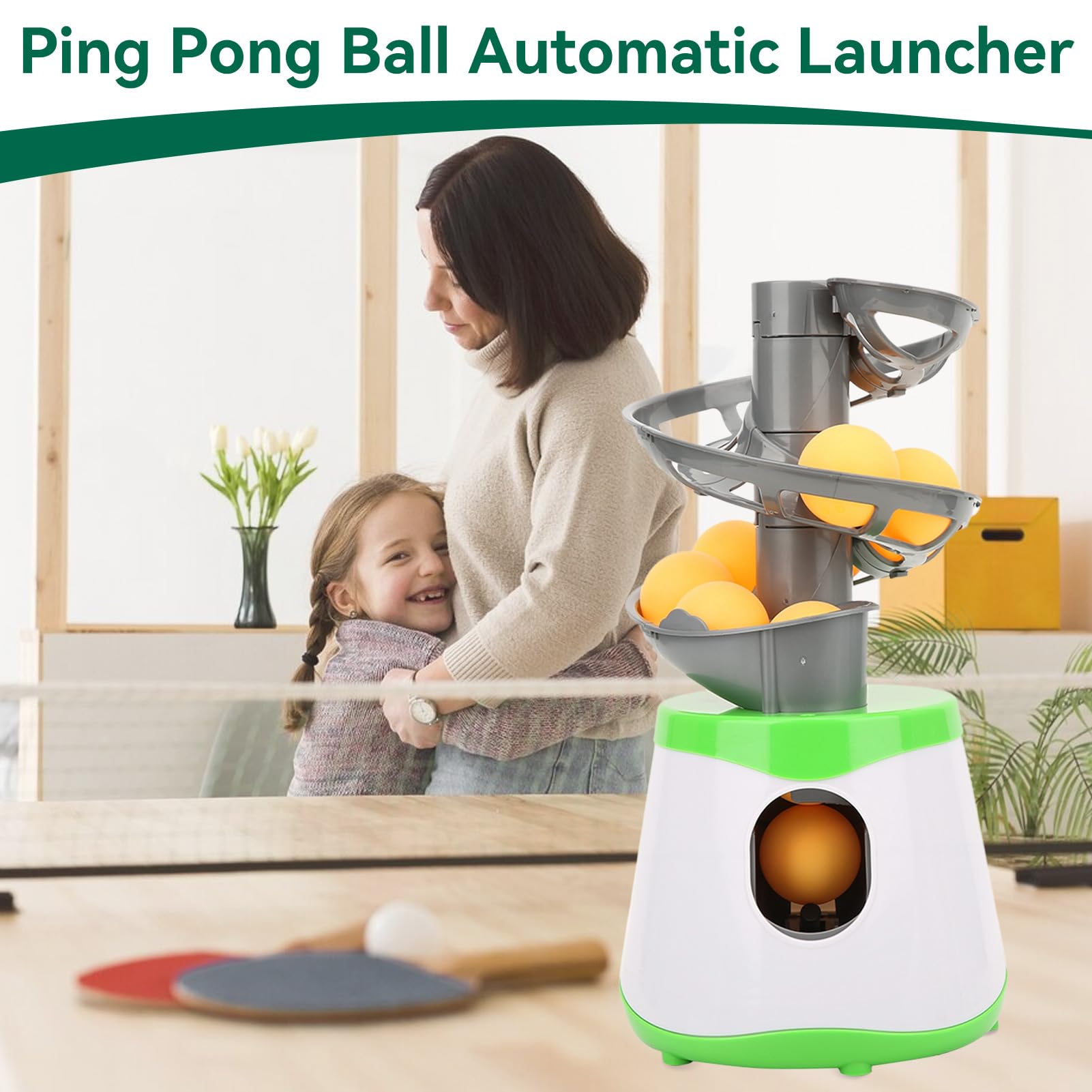 HERCHR Lanciatore Automatico per Ping Pong, Robot da Ping Pong Macchina per Palline da Ping Pong con 10 Palline per Allenatore di Table Tennis