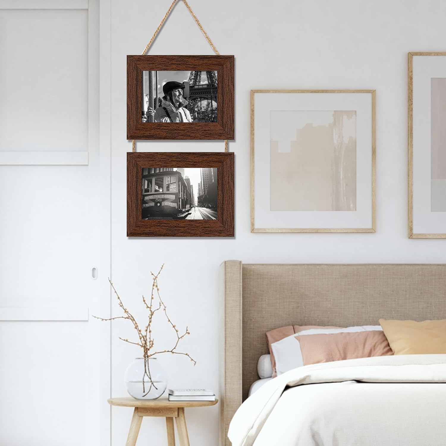 4x6 Picture Frames Collage Wall Decor, Wall Hanging Picture Frames Collage with 2 Opening Rustic Brown - Image 5