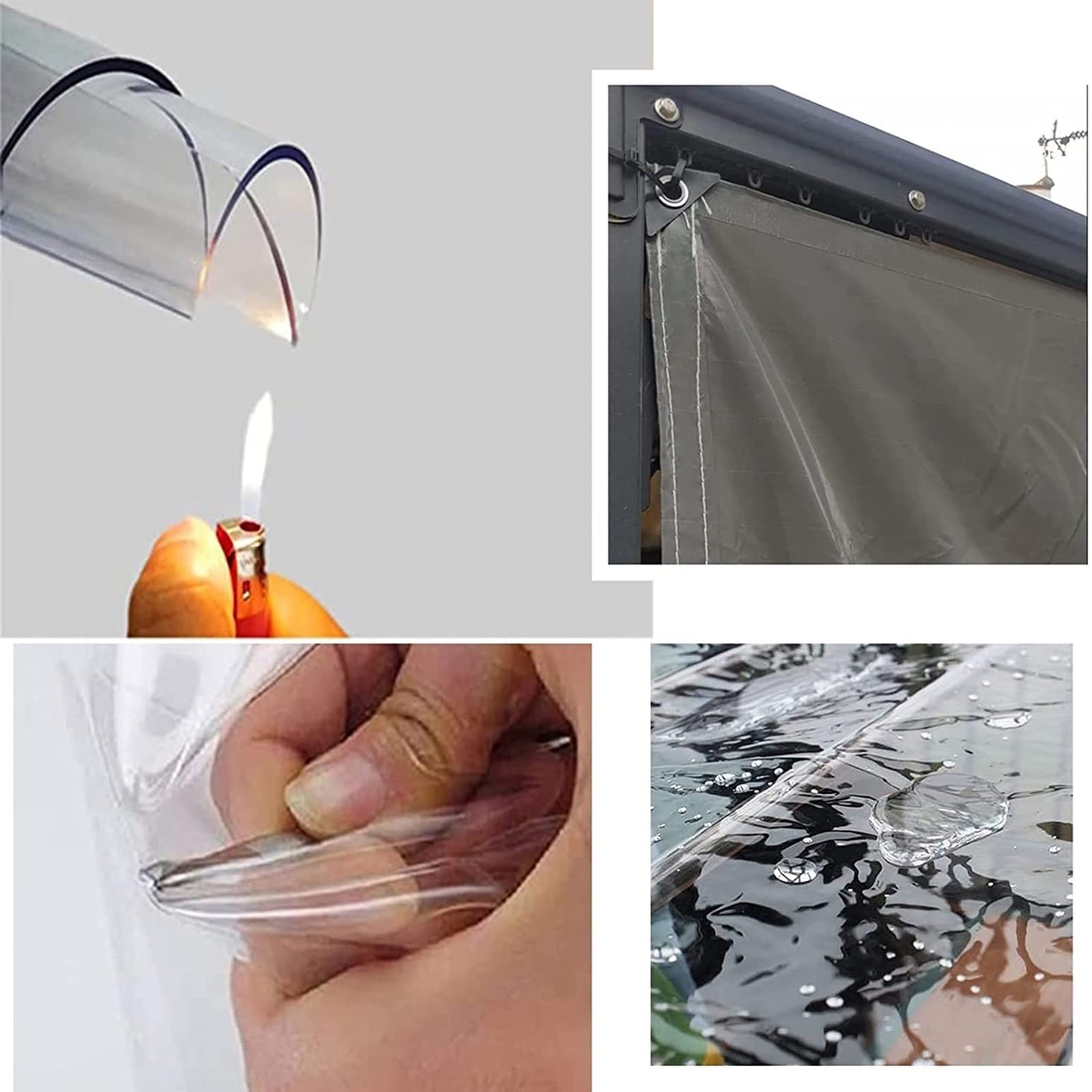 Wasserdichte PVC-Plane für den Außenbereich, Seitenteile, transparent, universell passend für alle Jahreszeiten, benutzerdefinierte Größe (1,90 x 2,20 m), Schutz für Terrasse und Garten