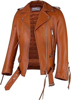 Sponsored Ad - Rita Women‘s Brown Classic Soft Lamb skin Leather Jacket With Belt’
