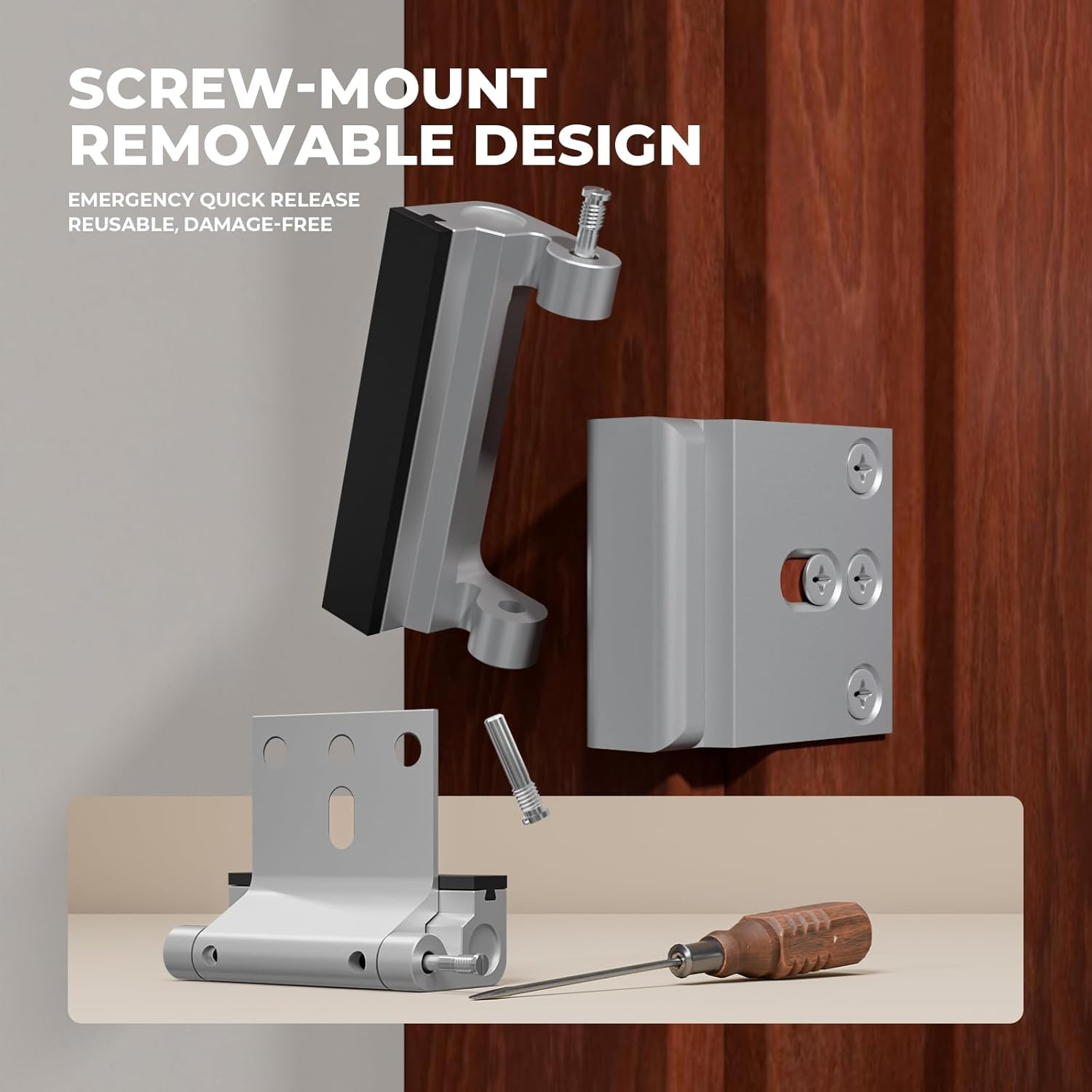 5 Pack Home Security Door Reinforcement Lock, Childproof Safety Door Lock Latch Stopper, Removable Screw-Mounted, Prevent Home Unauthorized Entry, Aluminum Construction, Withstands 800 lbs