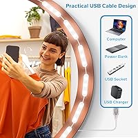 Vista 5 de Luces LED de tocador para espejo, tira de luz de maquillaje de 16 pies, 3000 K, 4000 K, 6000 K y 10 niveles de brillo ajustable, cable USB, luz