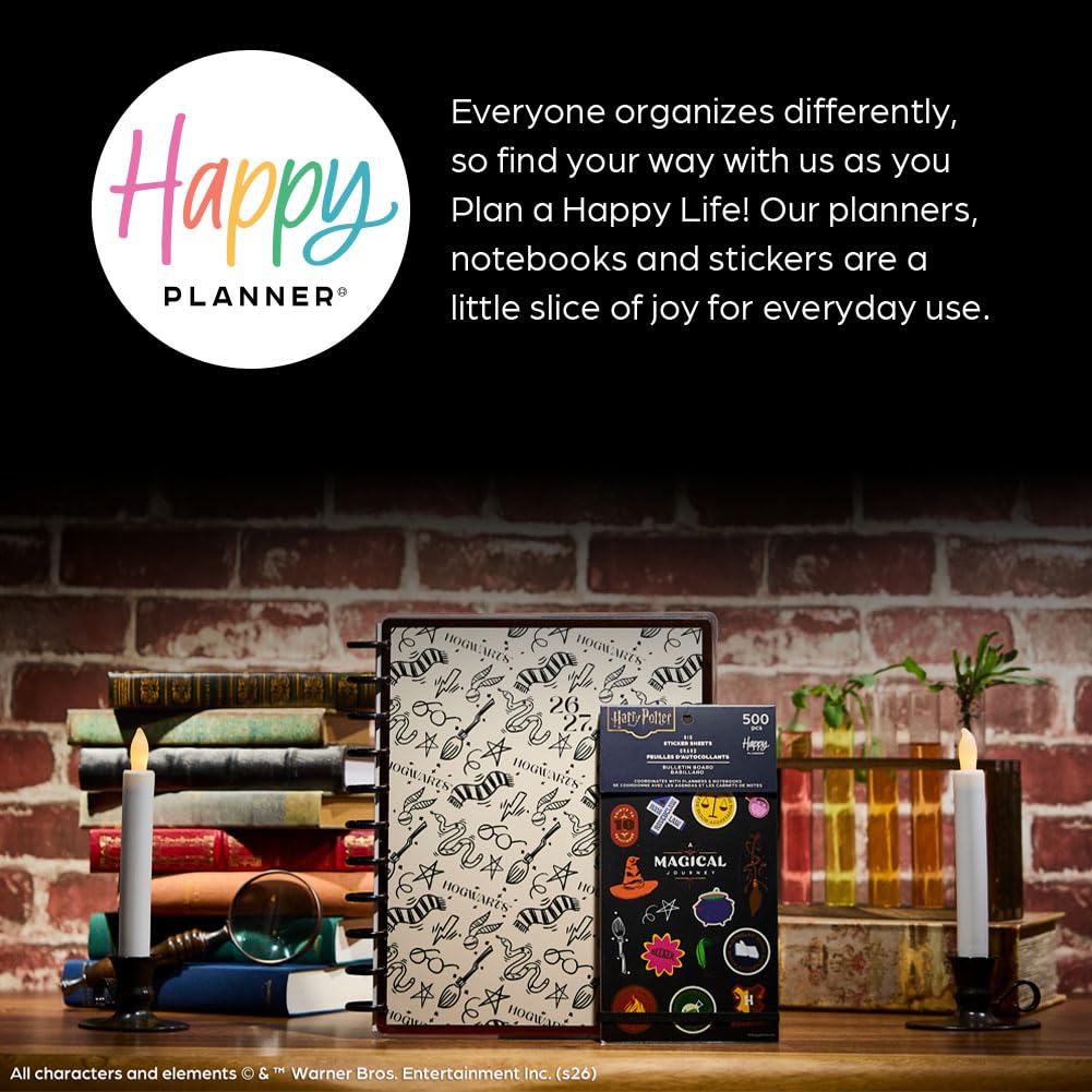 Happy Planner - Planificador académico de 12 meses de Harry Potter encuadernado en disco, julio de 2026 a junio de 2027, tamaño grande, 8.5 x 11 pulgadas, diseño para profesores, tablón de anuncios