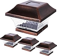 Vista 1 de SUNWIND Luces solares para postes al aire libre, 4 x 4 LED, iluminación solar de jardín, cubierta de cubierta, tapa de cerca, poste de madera, cobre