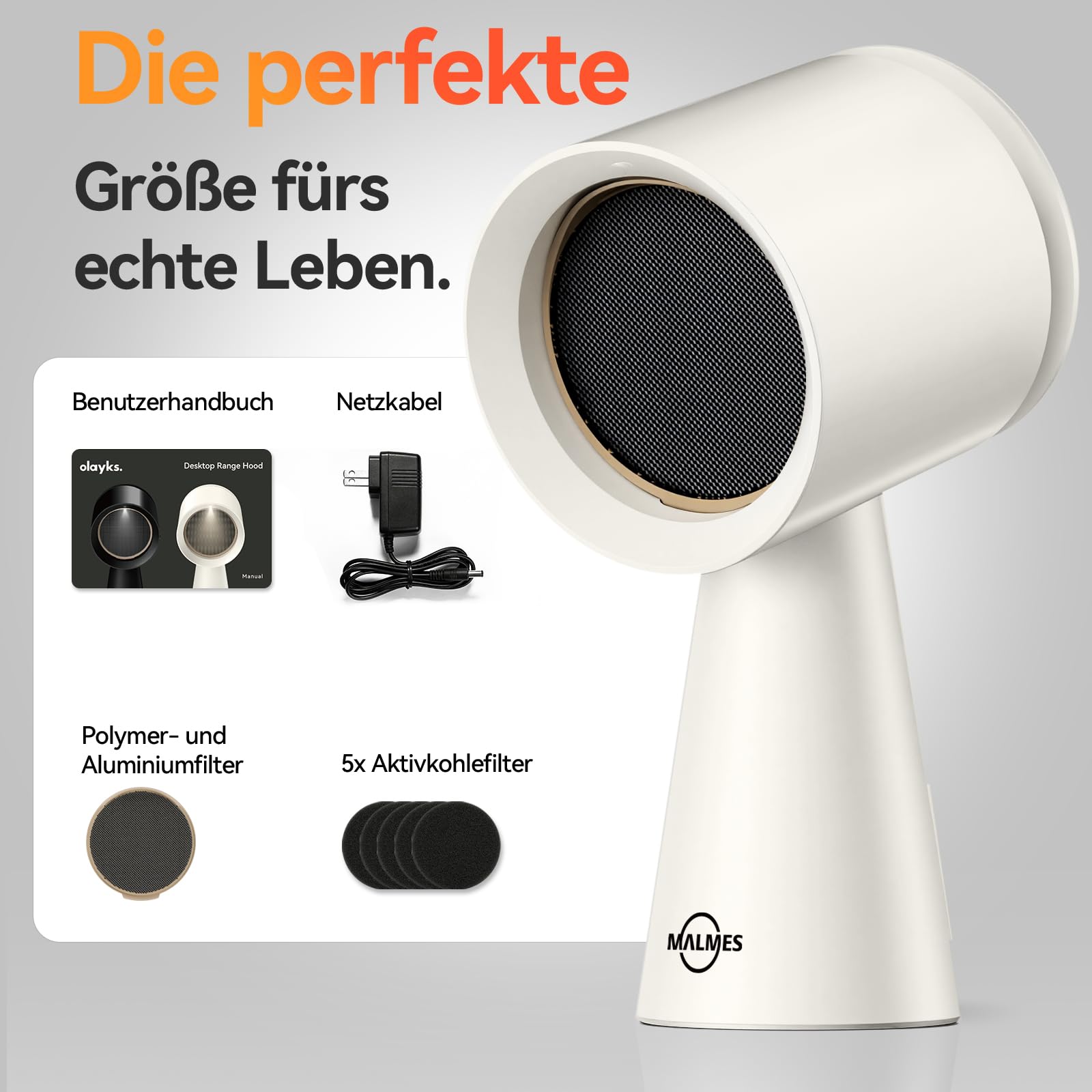 Mini Dunstabzugshaube,Tragbare Abzugshaube mit 3 Geschwindigkeiten,Mobile Dunstabzugshaube mit Austauschbarem Filter für BBQ,Kochen,Hot Pot,Camping,Wohnmobil,Küche,Wohnung, Weiß
