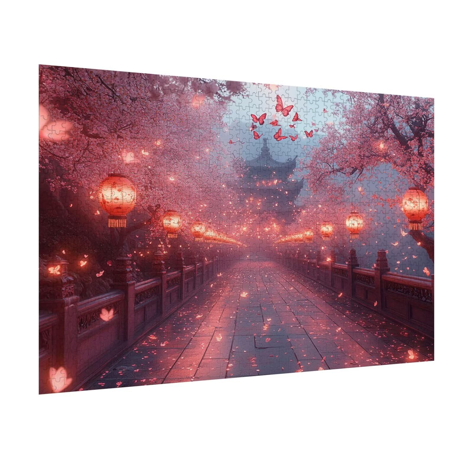 1500 sztuk puzzli dla dorosłych marzycielskie wymagające gry logiczne, n | Puzzle dla dorosłych kwiat wiśni, litery z tyłu wskazówki ciasne dopasowanie puzzli, zajęcia rodzinne, wystrój domu