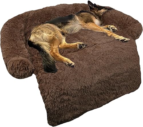Miniatura 23 de Cama calmante para perro, tapete de felpa esponjosa para perros, protector de muebles con funda extraíble lavable para perros y gatos grandes,