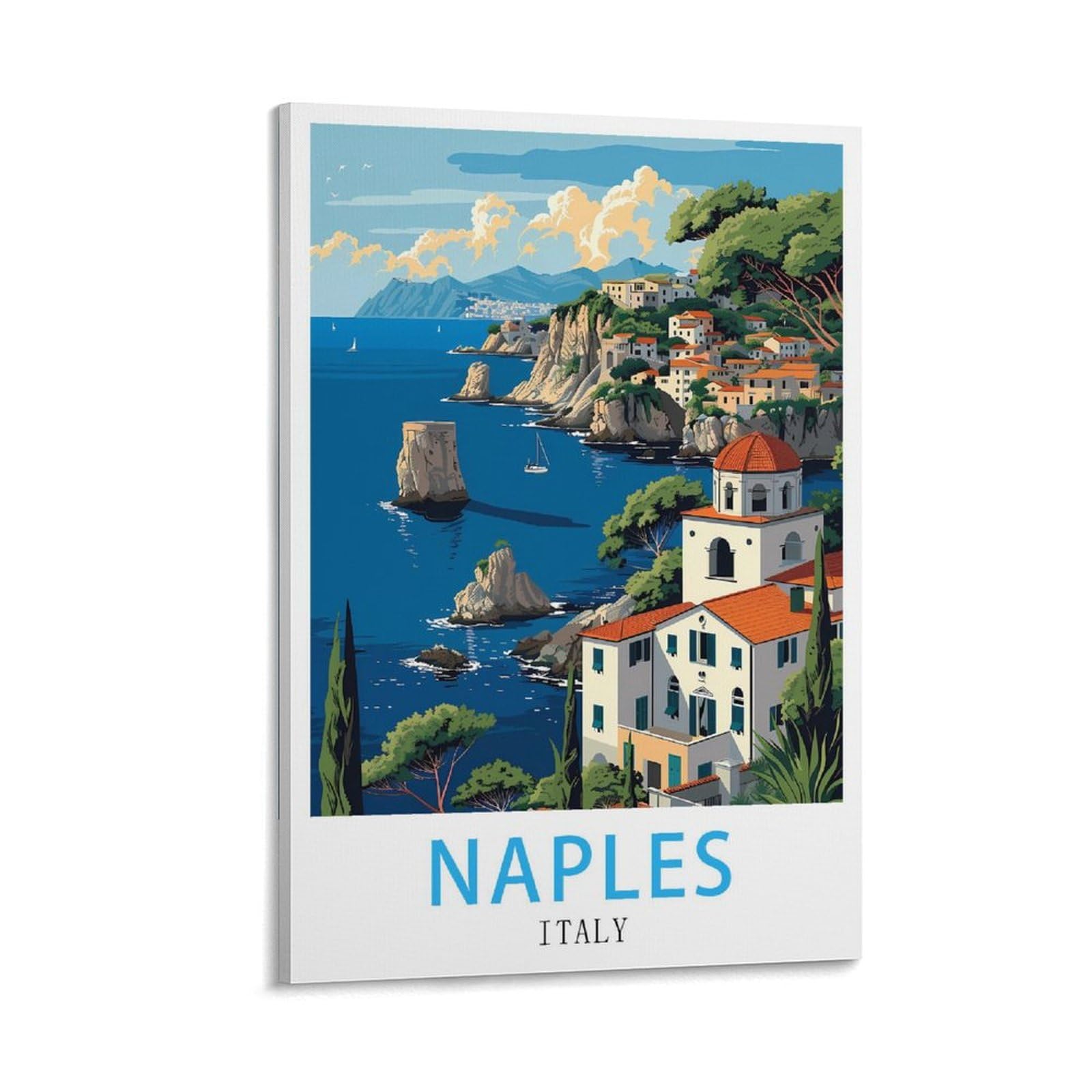 Lnuyitr Frame-Style Naples Italy Vintage Travel Posters 08X12inch(20X30cm) Canvas Art Posters And Wall Art Picture Prints Modern Home Bedroom Decor Posters