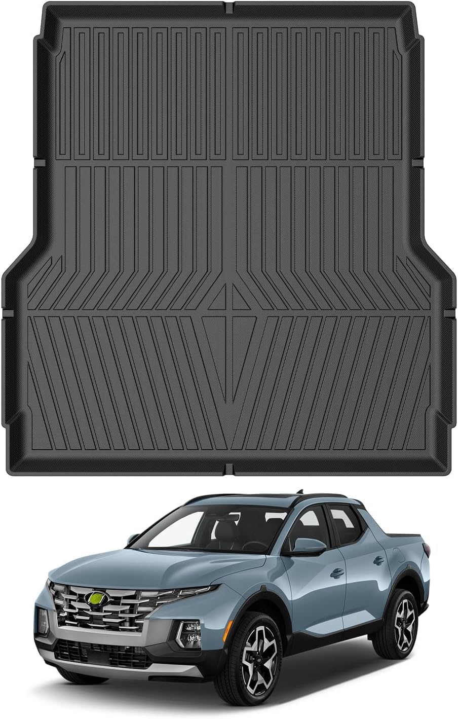 Mixsuper Truck Bed Mat for Hyundai Santa Cruz 2022-2026, Fit 4.3FT Short Bed, All Weather TPE Bed Liner, Heavy Duty Non Slip Pickup Truck Bed Protector Black