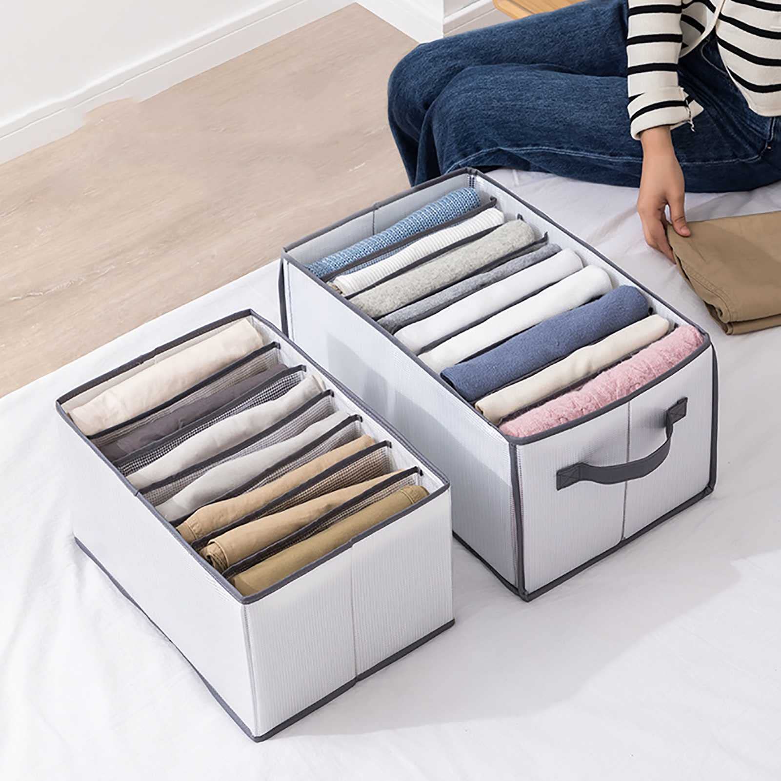 Haute Qualité 4 PCS Organisateur de vêtements de garde-robe, pliable, facile à nettoyer, économiser de l'espace, tiroirs d'organisateurs de vêtements, armoire organisateur de vêtements for jeans (vers