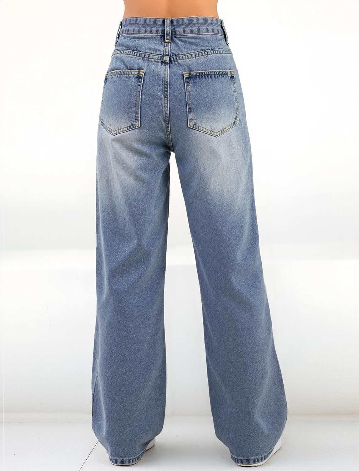 Women Baggy Jeans High Waisted Loose Fit Vintage Oversized Wide Leg Long Denim Pants Trousers - Image 3