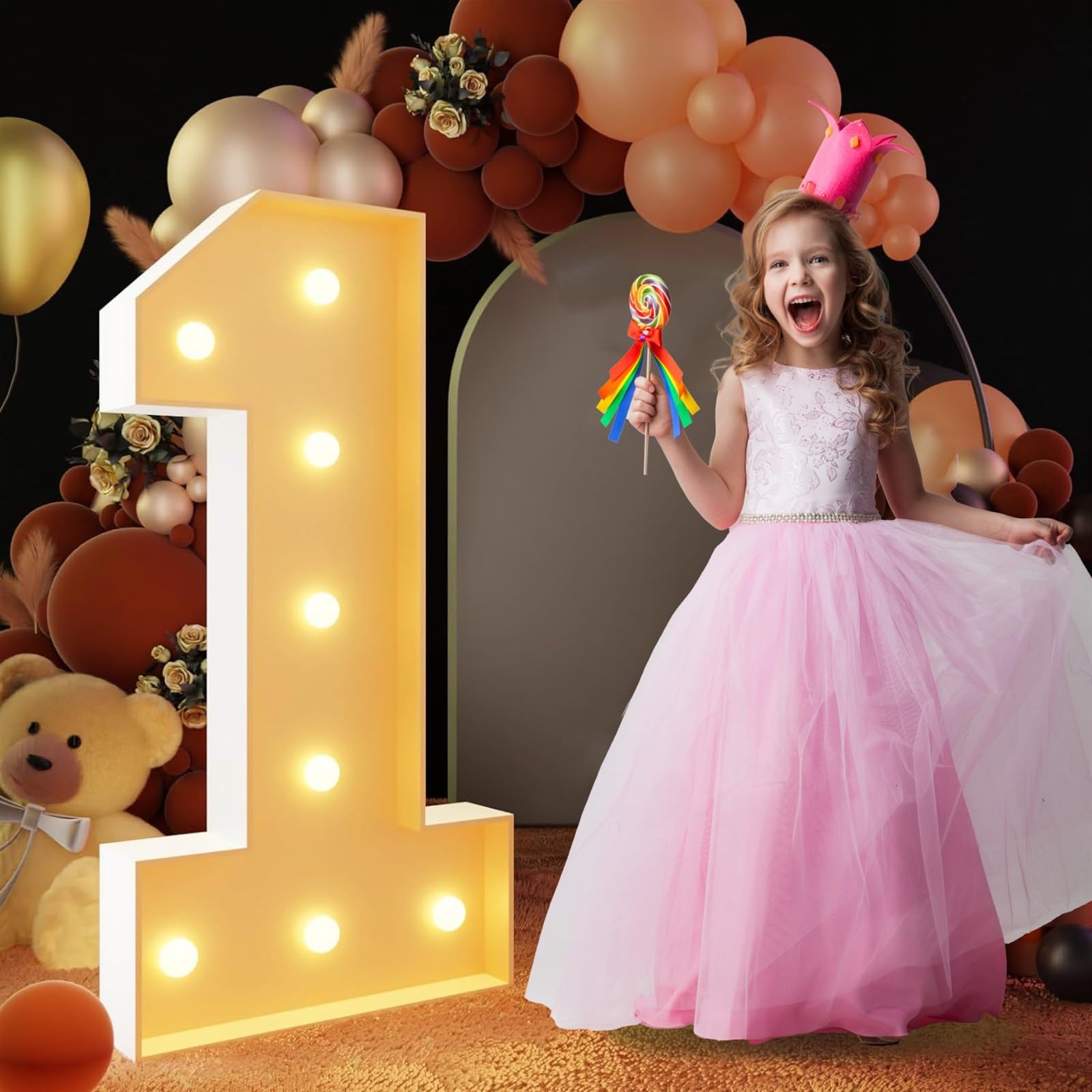 Tashace Marquee Light Up Numbers for 20th 30th 40th Birthday Decorations DIY Marquee Numbers LED Indoor Lights Numbers for Anniversary Party Decor Foam Board Kit(Number 1,120cm/4FT)