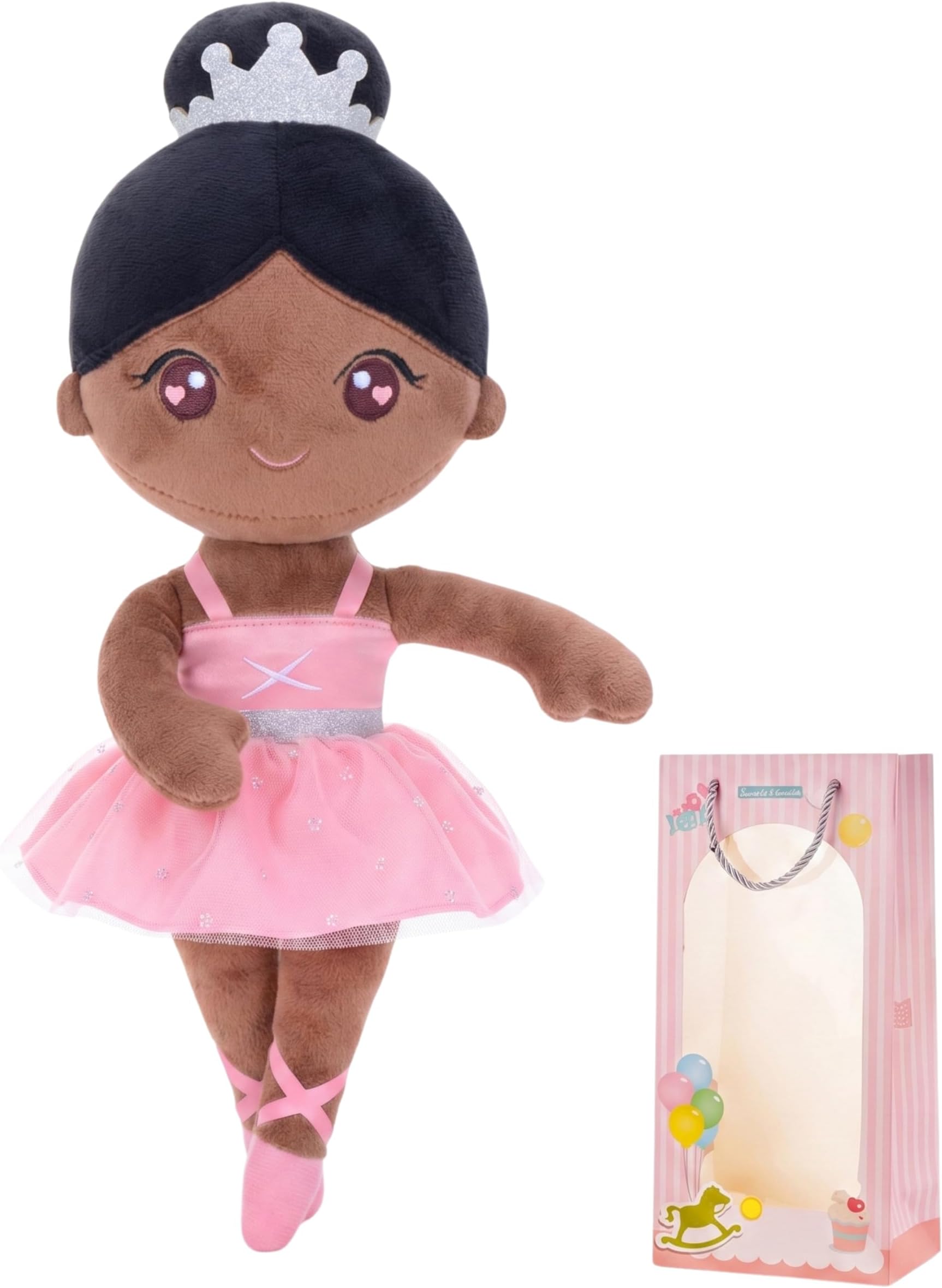 Gloveleya Ballet Dolls Baby Girl Gifts Plush African American Ballerina Doll Bronze
