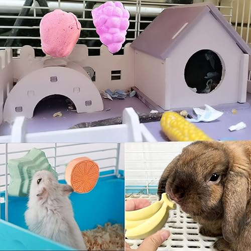 Miniatura 6 de Tfwadmx Bloque de lava para masticar, juguetes para moler dientes, bloque de lava para mascotas, piedra de calcio para chinchilla, hámster, ratón,