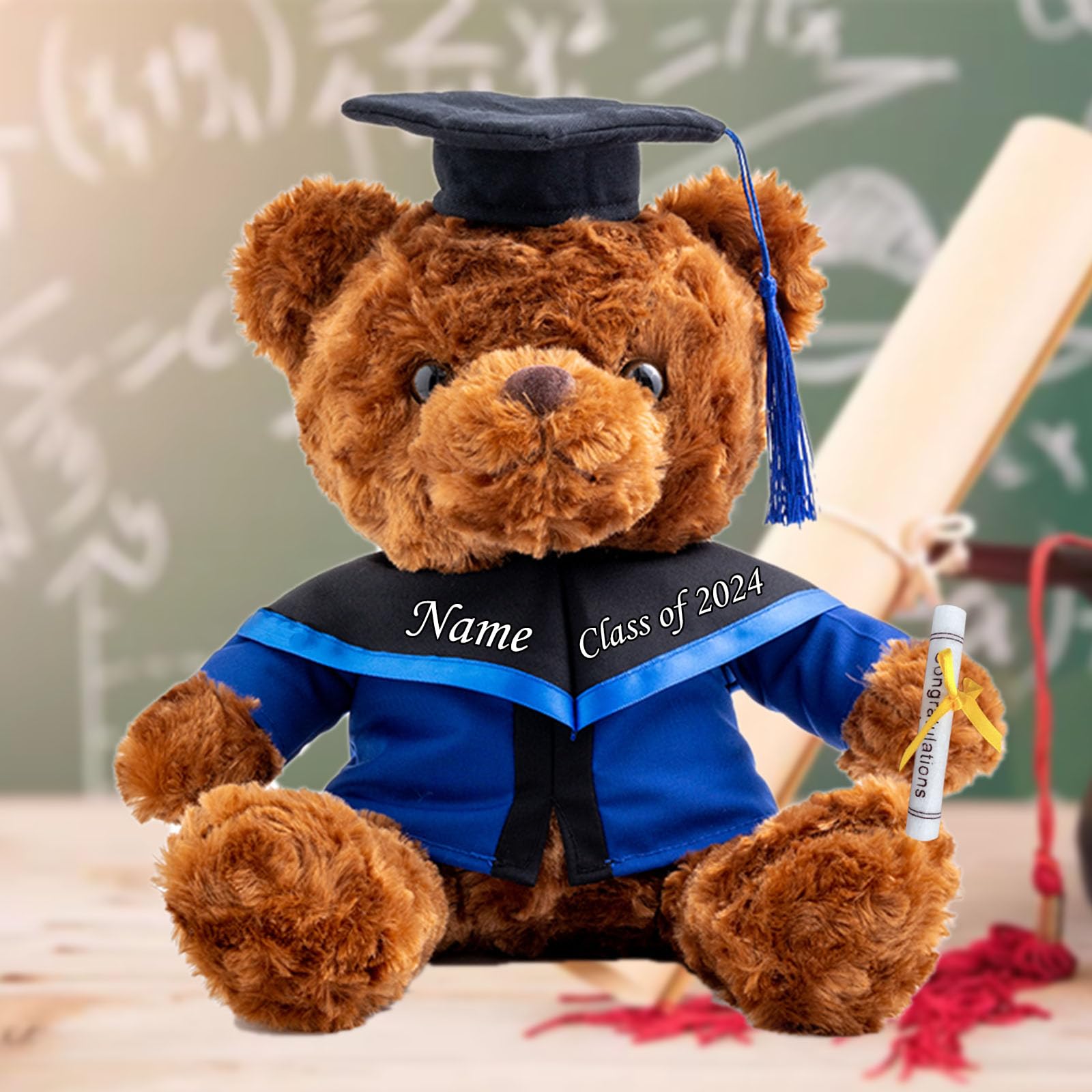 Personalized Graduation Teddy Bear - Custom Text/Photo, 8 Inch With Cap & Diploma, Graduation Gift For Her Or Him - View #6
