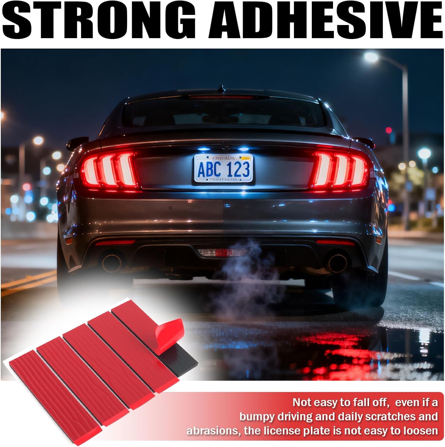Number Plate Sticky Pads 10 Strips – Extra Strong Double Sided Sticky Pads for Car Number Plates, Heavy Duty Adhesive Pads for Registration & License Plates, Drill-Free Fixing Kit (3mm Thick) — view 4