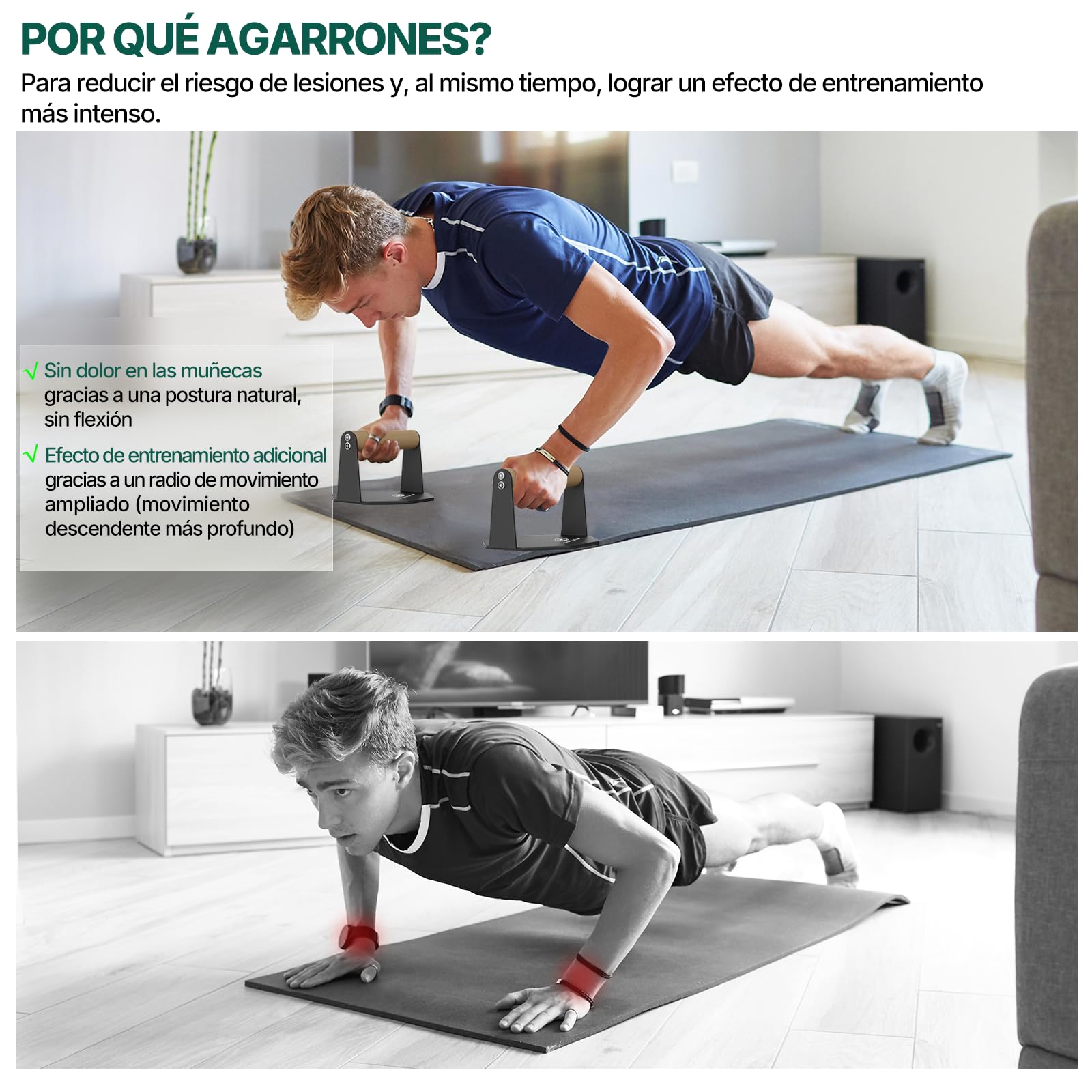 MonkeyTail Liegestützgriffe – Home Gym Ausrüstung für Push-Ups & Armmuskeltraining – Schaumgriff (Schwarz) aus Eisen + Holz