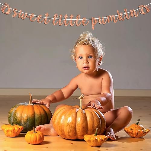 Miniatura 5 de Cartel de calabaza con texto en inglés "Sweet Little Pumpk", con temática de otoño, para baby shower, cumpleaños, Acción de Gracias, decoración de