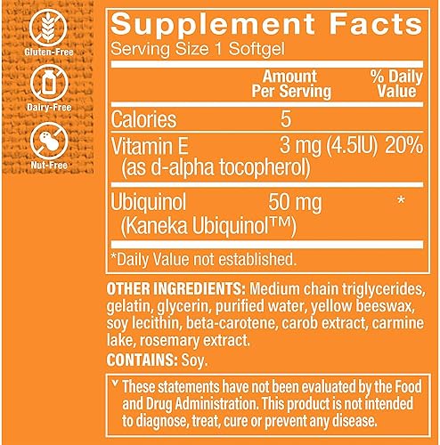 Miniatura 2 de The Vitamin Shoppe Ubiquinol CoQ-10 50mg beneficioso para aquellos (60Softgels)