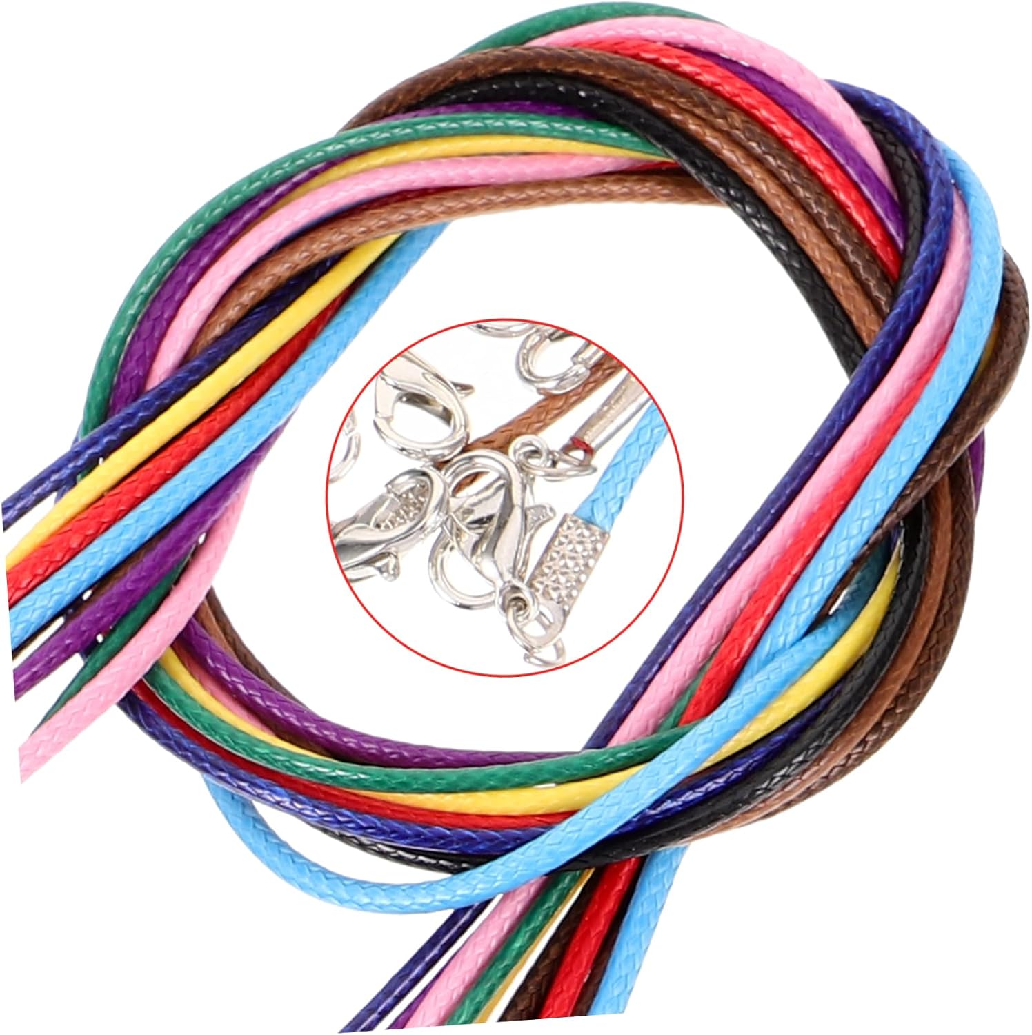 Beatifufu 100pcs Leather Necklace Cord with Clasp Durable Waxed String for Jewelry Making for Necklaces Bracelets and Pendants Unisex DIY Craft Supplies