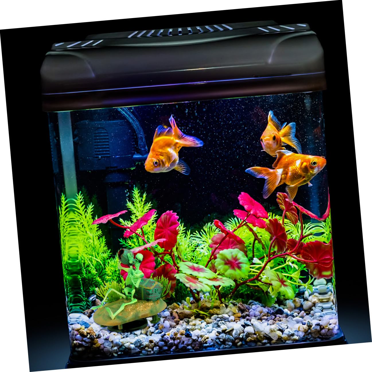 Uonlytech 3 Stück Kunstharz Skelett Aquariumdekoration in Grün Kreative Simulation für Fisch und Garnelenaquarium Sichere Deko für Besonderes Landschaftsdesign im Aquarium