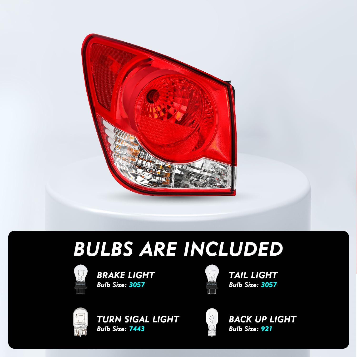 Tail Light Assembly For 2011-2015 Chevy Cruze 2016 Limited Outer Rear Taillight OE Direct Replacement Brake Tail Lamp Left Driver Side with Bulbs