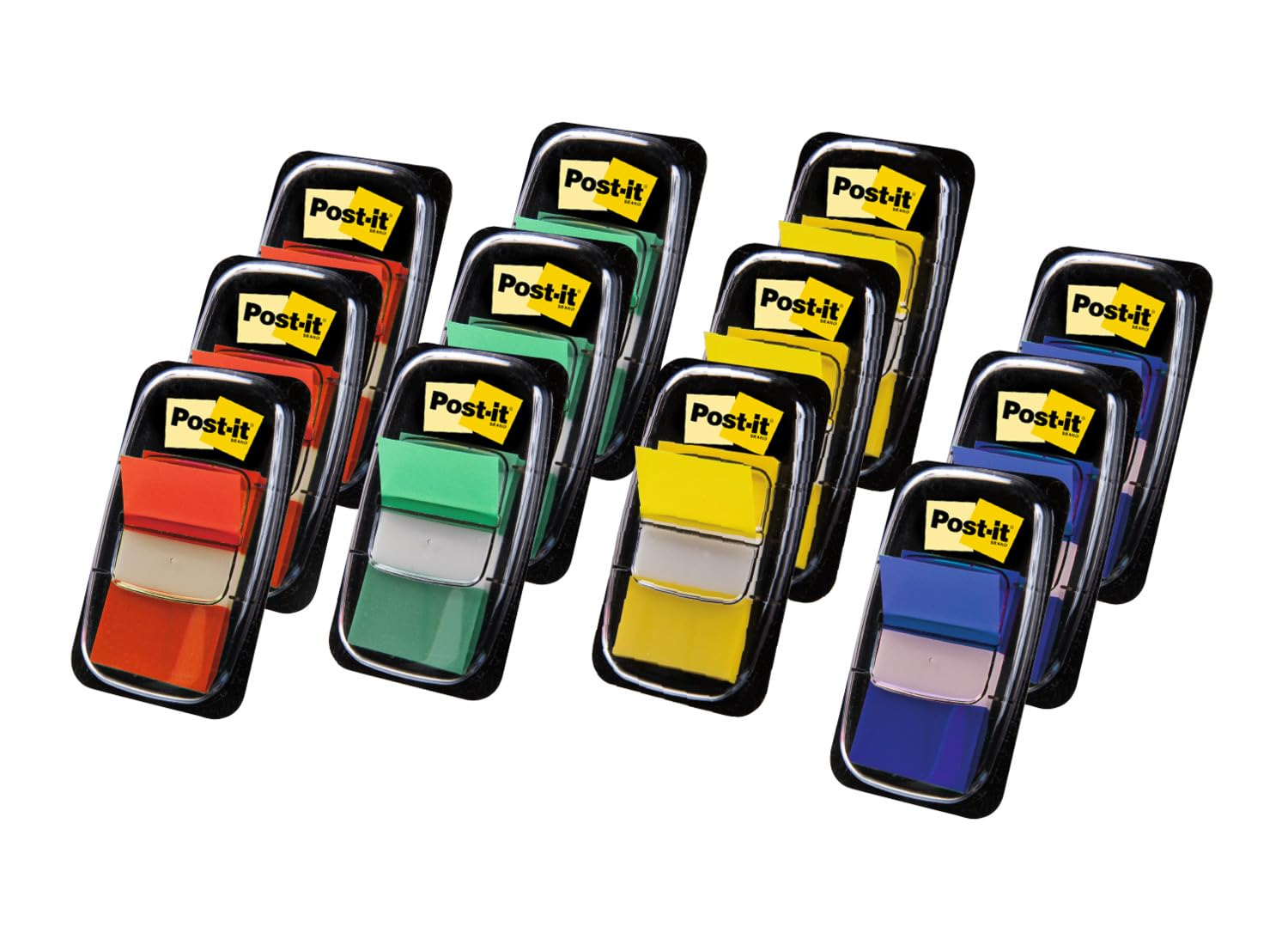 Post-it Index Marqueurs Adhésifs Colorés - Lot de 12 avec Distributeurs Gratuits