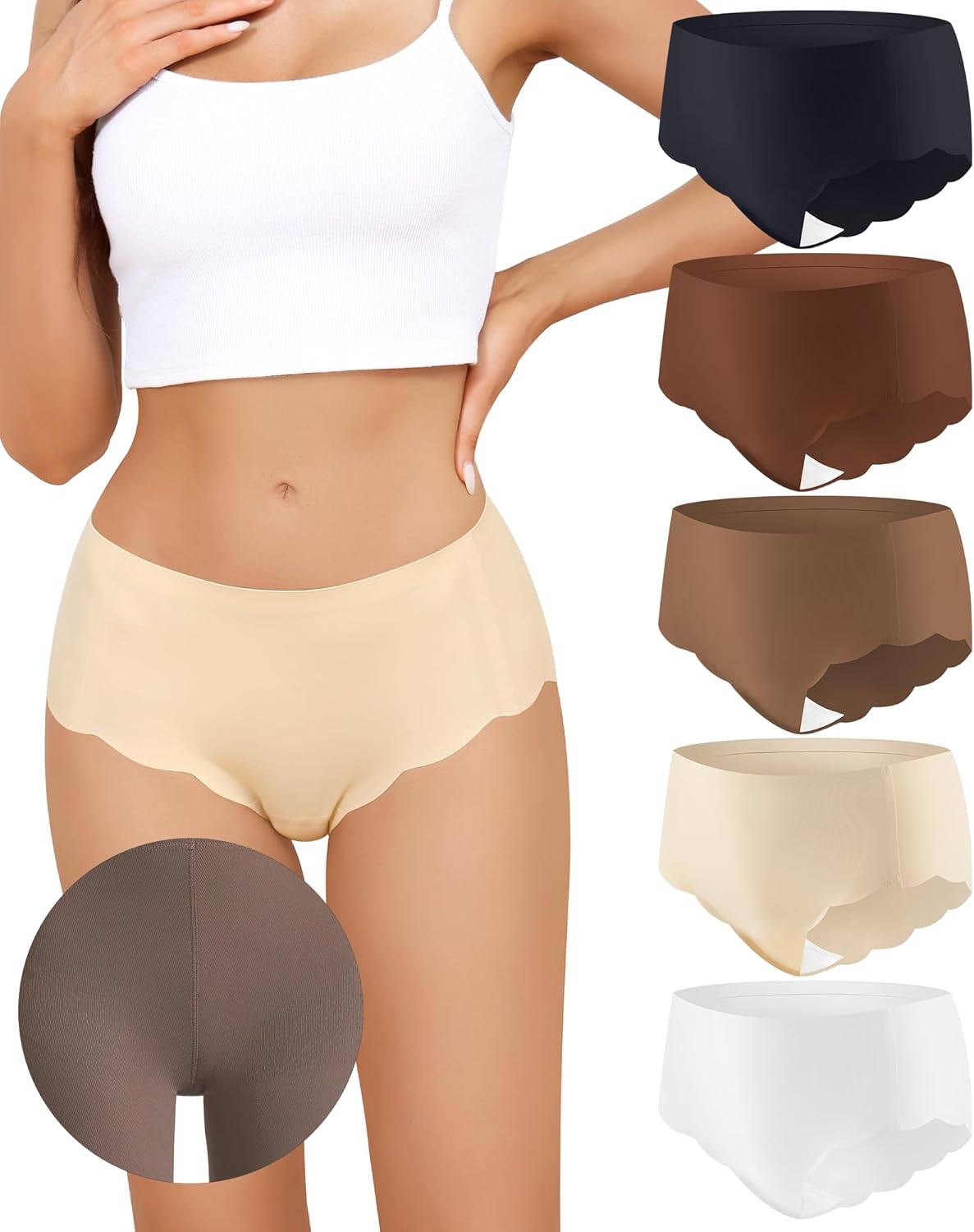 LEVAO Camel Proof Underwear for Women Seamless Underwear with Camel Concealer Toe No Show Yoga Bikini Workout Panties S-XXL