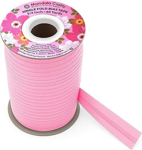 Miniatura 42 de Mandala Crafts Cinta al bies de un solo pliegue de 5/8 pulgadas para coser, acolchar, tuberías, dobladillo, manta y encuadernación de colcha, cinta