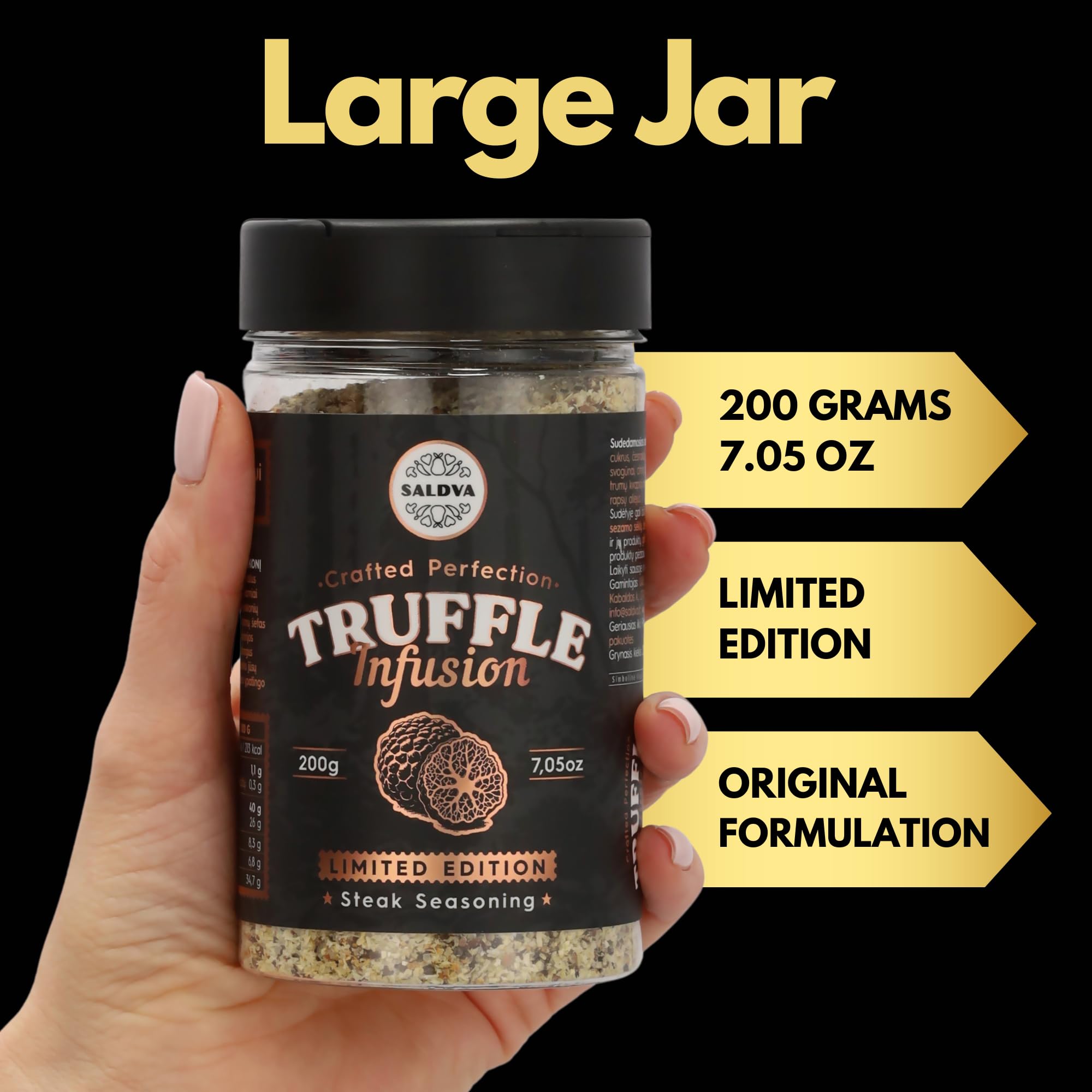 Assaisonnement premium à la truffe pour steak et barbecue – Édition limitée – Infusé à la truffe pour une saveur luxueuse – Mélange unique d'épices – Grand pot (200 g) - 5