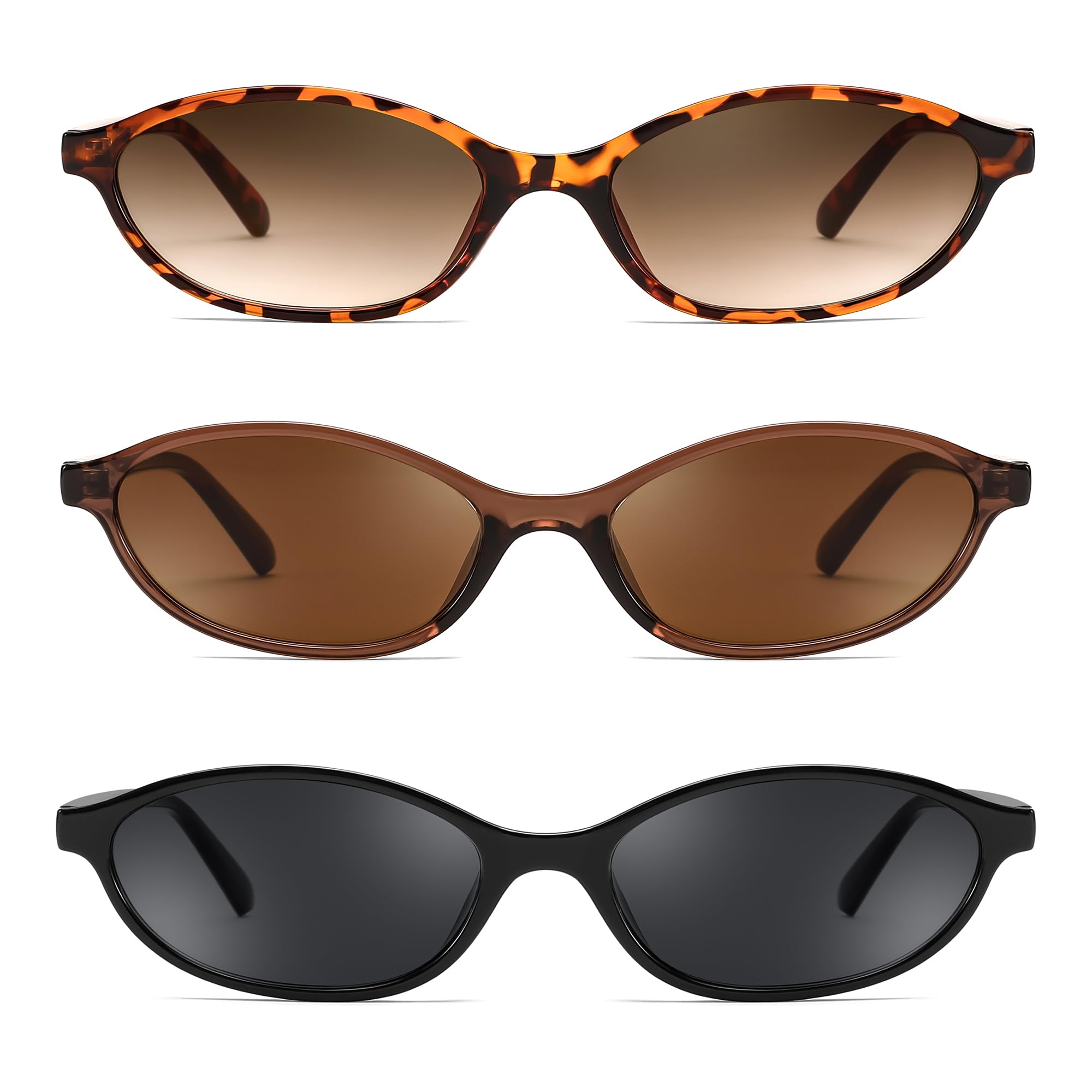 FEISEDY Retro Oval Cat Eye Sunglasses for Women 90s Narrow Lightweight Shades Y2k Trendy Sunnies B0257