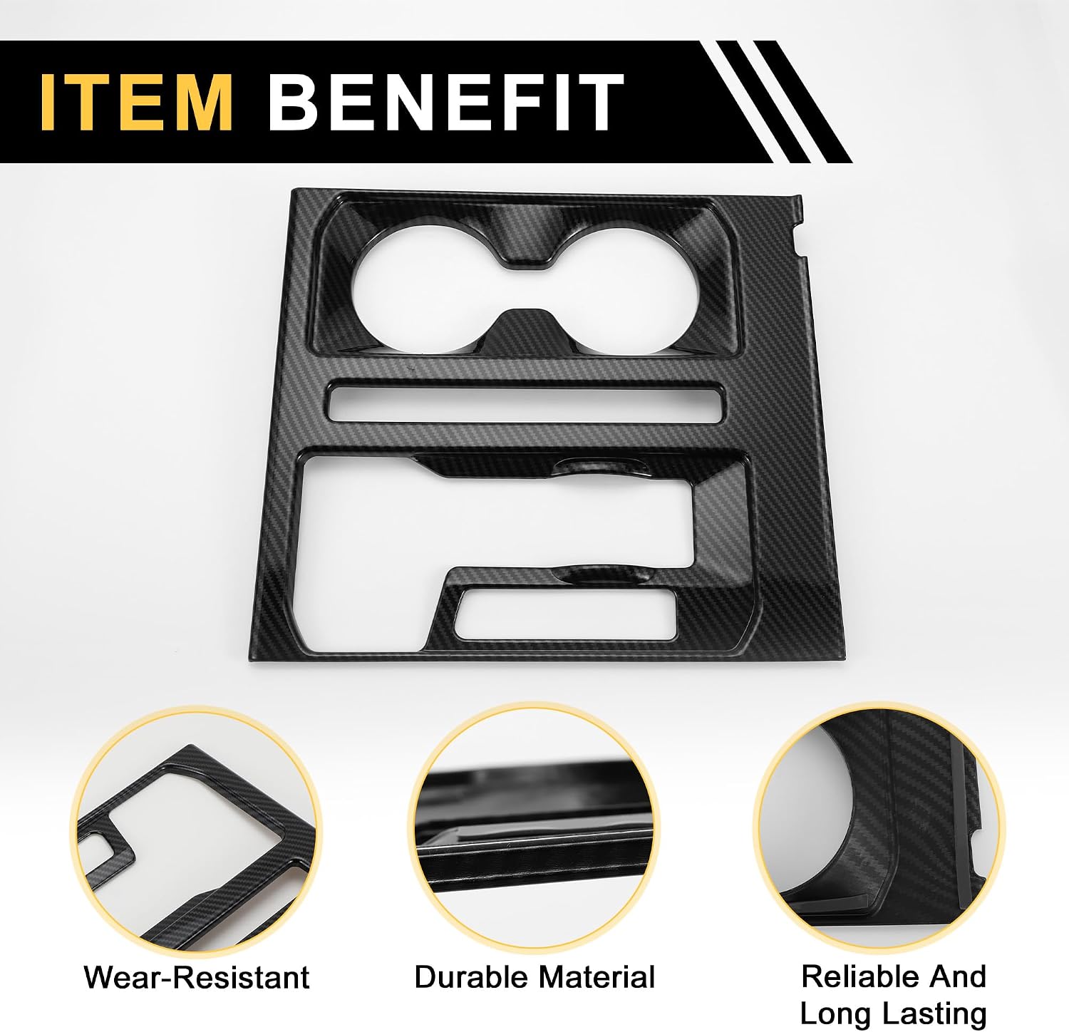 Gear Shift Panel Cover Tirm for Ford F-150 2021-2024 Waterproof ABS Gear Shift Panel with Adhesive Backing Carbon Fiber Pattern Black
