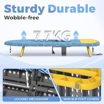 KINGRACK Tabletop Ironing Board, Small Ironing Board with Iron Holder, Foldable Mini Iron Board, Easy Storage for Travel & Dorm, 12x32 Blue
