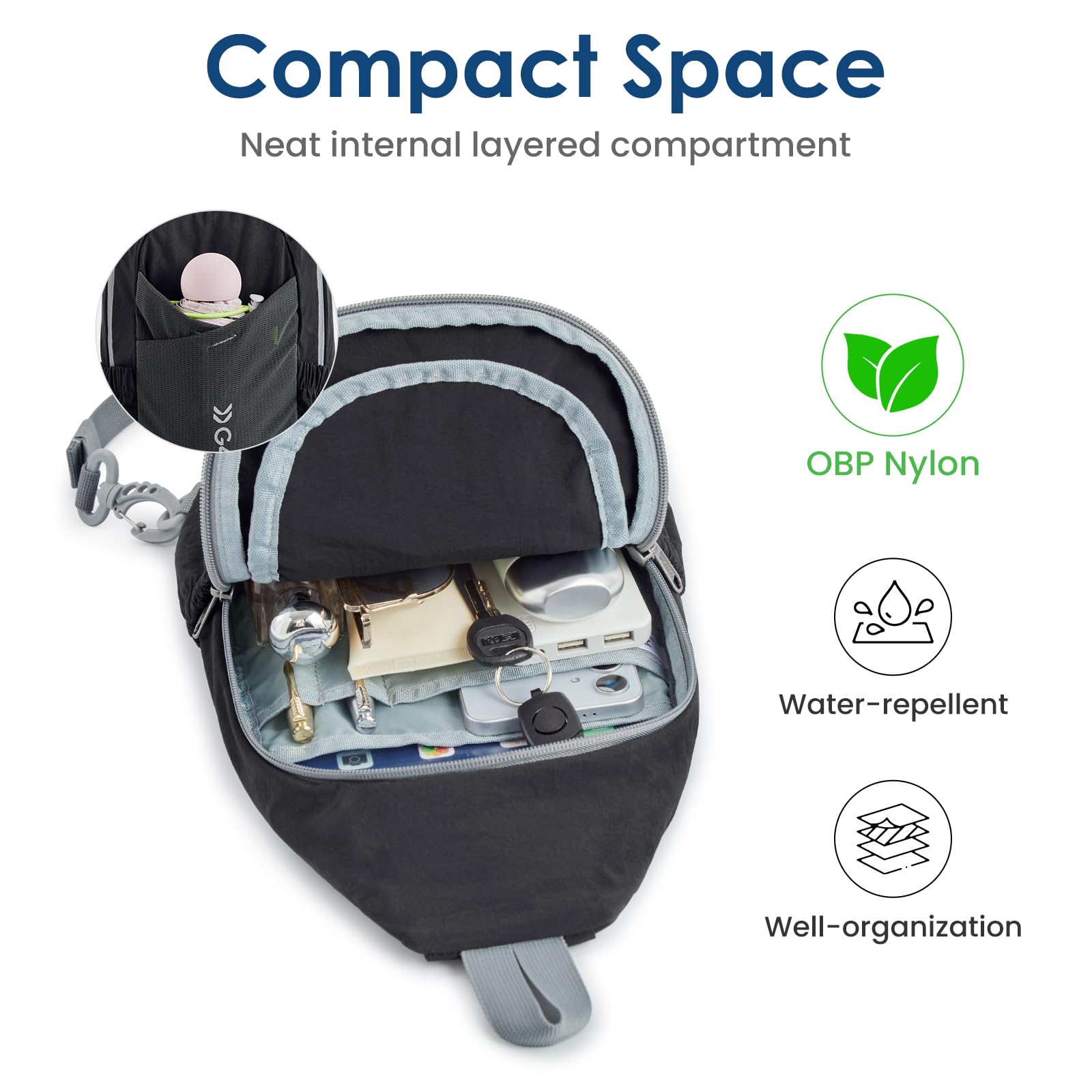 G4Free Torba na ramię, na co dzień, na klatkę piersiową, na ramię, plecak crossbody, plecak dla mężczyzn z przednią kieszenią
