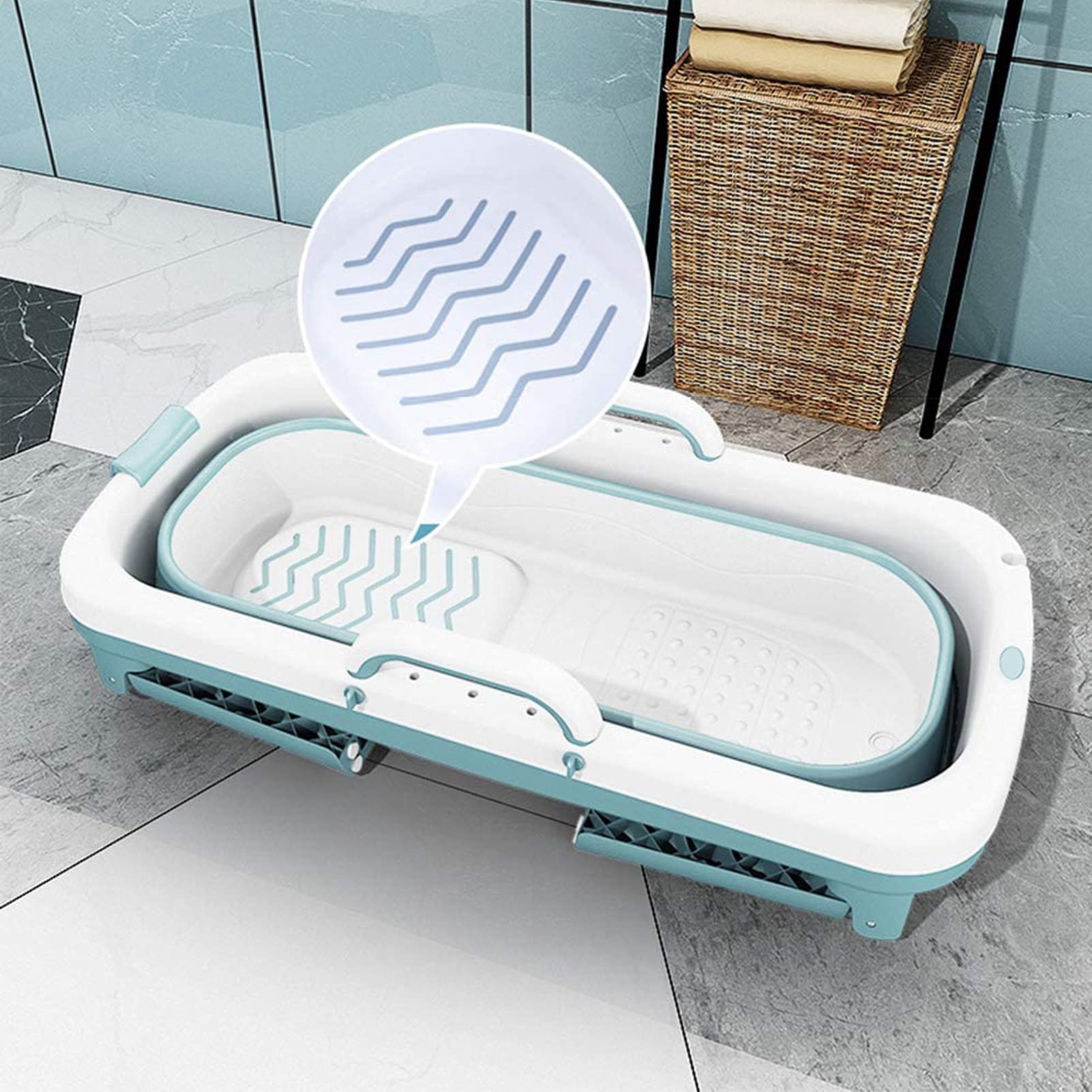 FAXIOAWA Bañeras Independientes, bañera Plegable portátil, bañera de baño Plegable para Adultos, bañera de pie para Cabina de Ducha