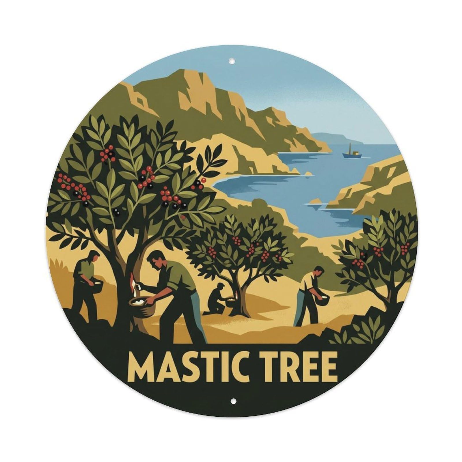 Mallorca Mastic Tree Seaside Journey Village Travel Metal Tin Sign