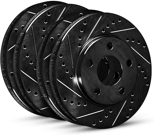 R1 Concepts Kit de rotor de freno trasero delantero  Rotores de freno, disco de freno  Perforado y ranuradocompatible con Mazda 6 2016-2019