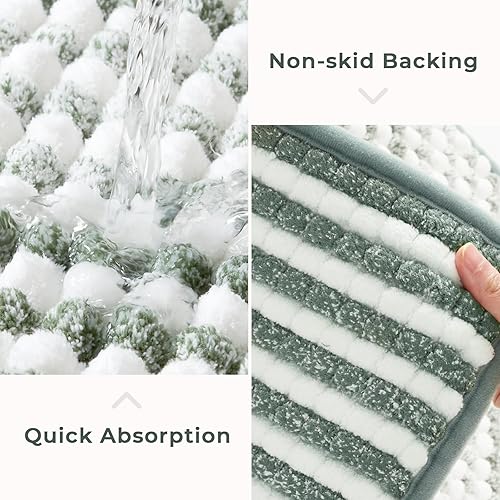 Miniatura 5 de FRESHMINT Alfombra de baño de felpilla gruesa de 17 x 24 pulgadas, pequeña, absorbente de agua, suave, para suelo de baño, alfombra de baño gruesa