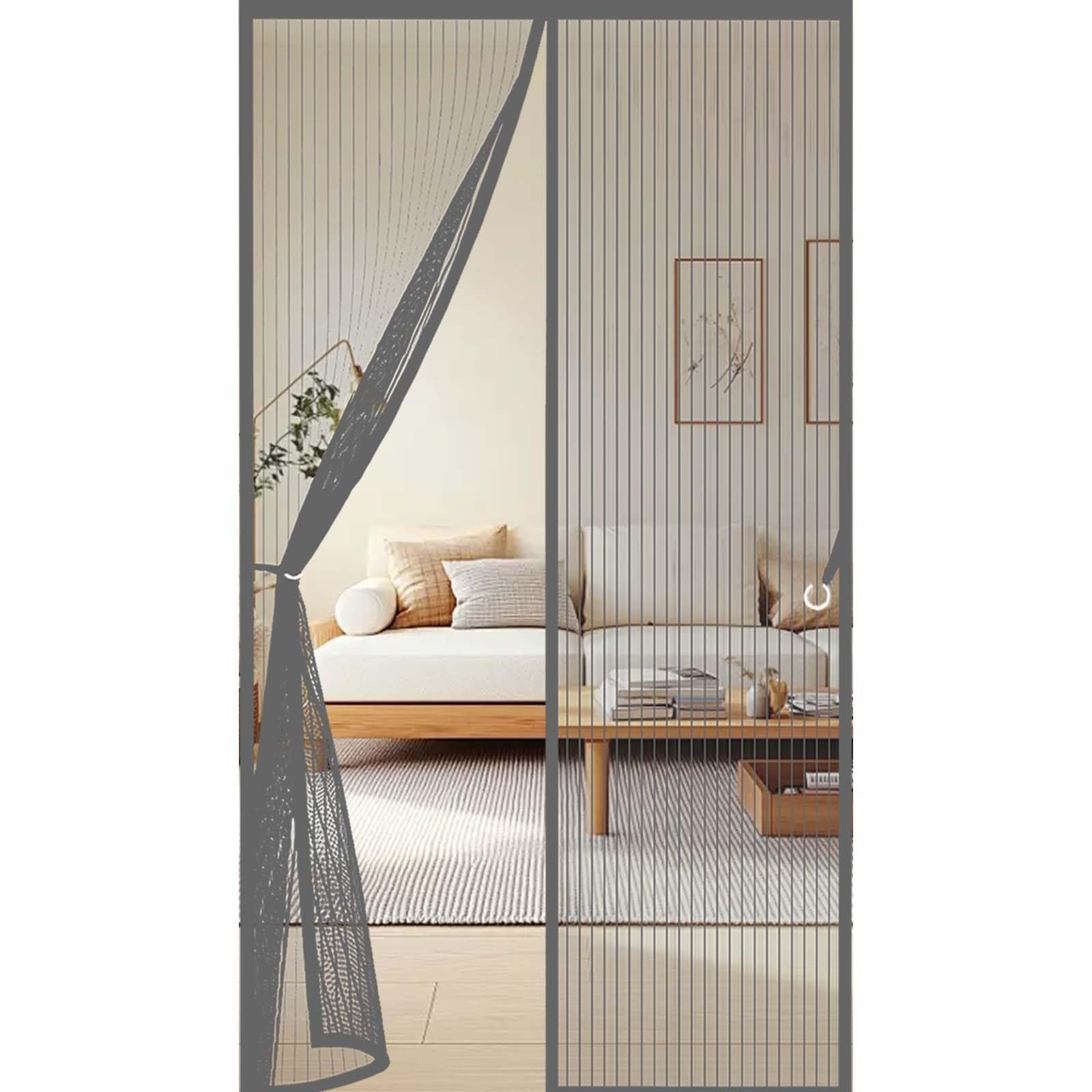 Feijdon Grey Magnetic Screen Door 109 X 195 Cm Durable, Keeps Bugs Out, Kid And Pet Friendly Screen Doors With Magnets Hundreds Of Sizes, Lets Fresh Air In,