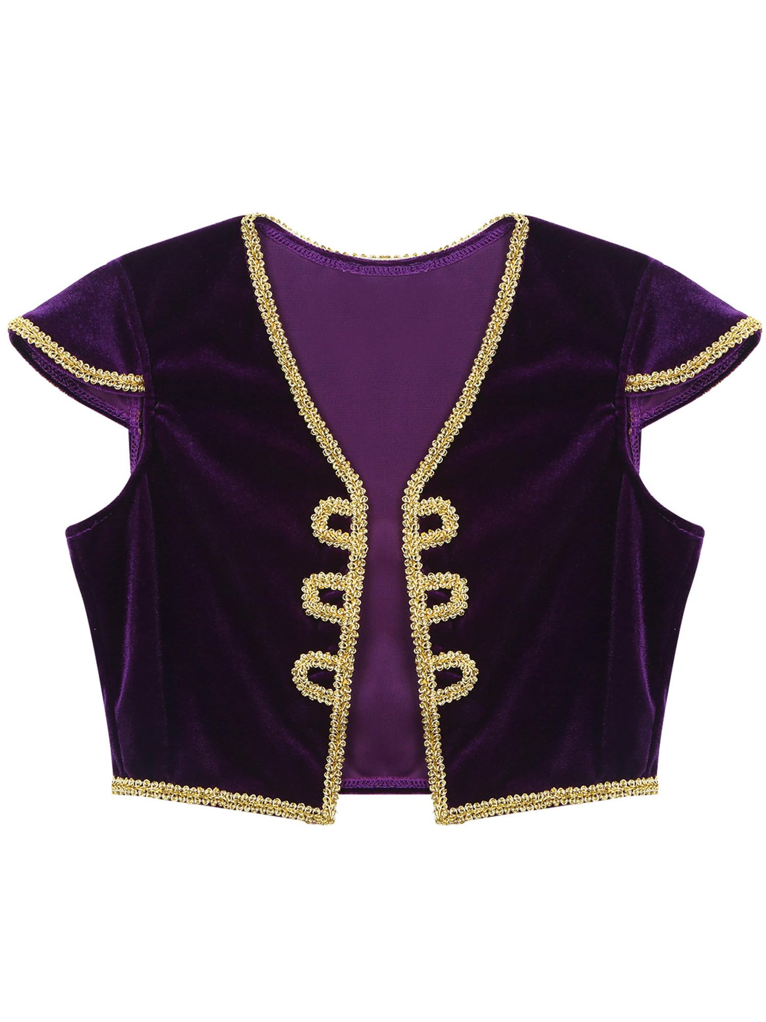 Chaoyinn Kid Boys Arabian Costume Halloween Fairy Tale Outfits Arab Prince Clothing Flying Sleeve T-Shirts Purple 11-12 Years