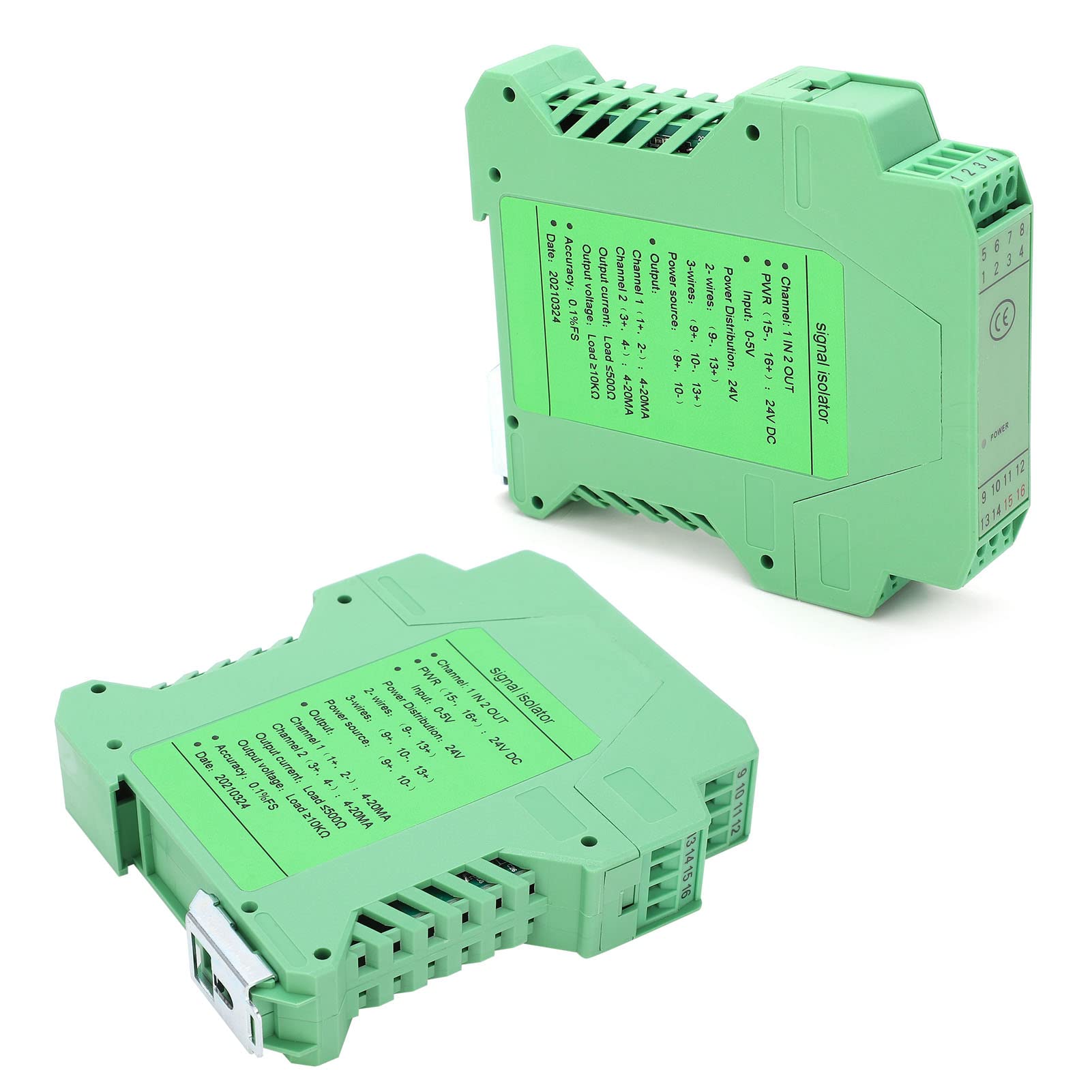 Splitter di Segnale 4-20Ma,Ozgkee Splitter di Segnale 4-20Ma DC Isolatore di Segnale Trasmettitore di Corrente Protezione del Circuito 1 Ingresso 2 Uscita 05V a 420Ma Condizionatore di Segnale Analogi