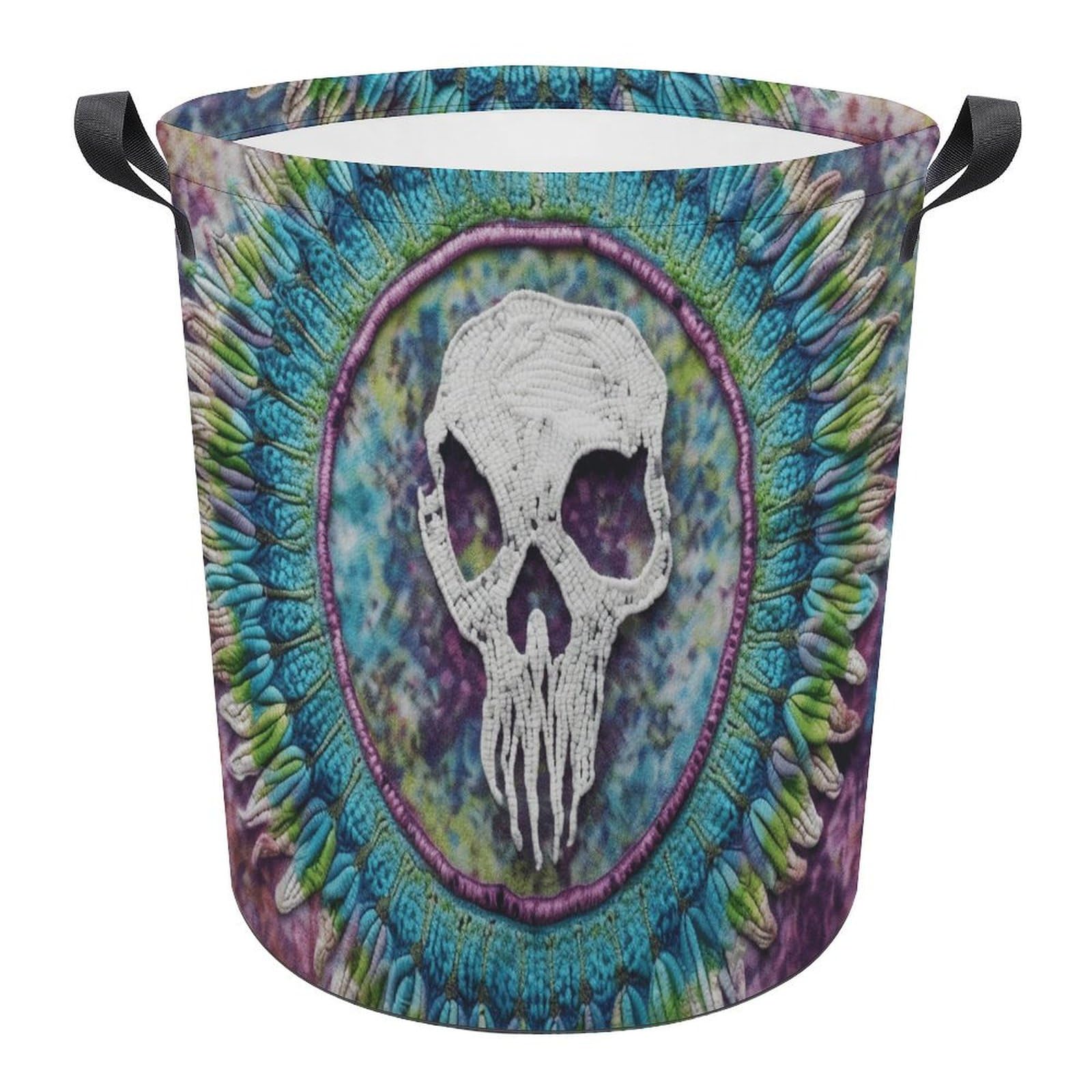Panier à linge au motif tête de mort pour organiser la buanderie familiale