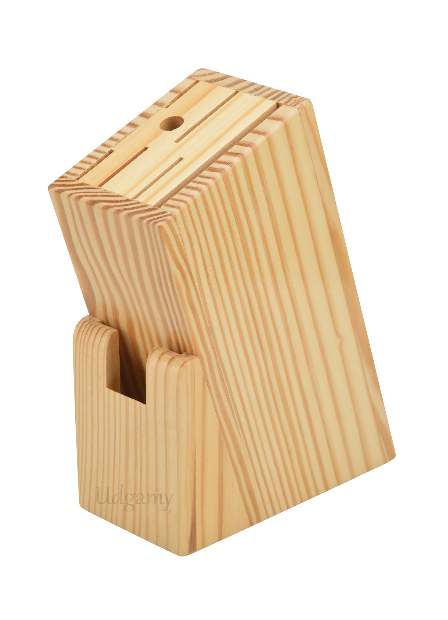 Udgamy Wooden Knife Stand for Kitchen with 6 Knife Slot, 1 Sharpener Rod & Scissor Slot- Knife Holder for Kitchen- Knife Stand Without Knife (Knives not Included) (B09CD46WQX) Amazon Price History, Amazon Price Tracker
