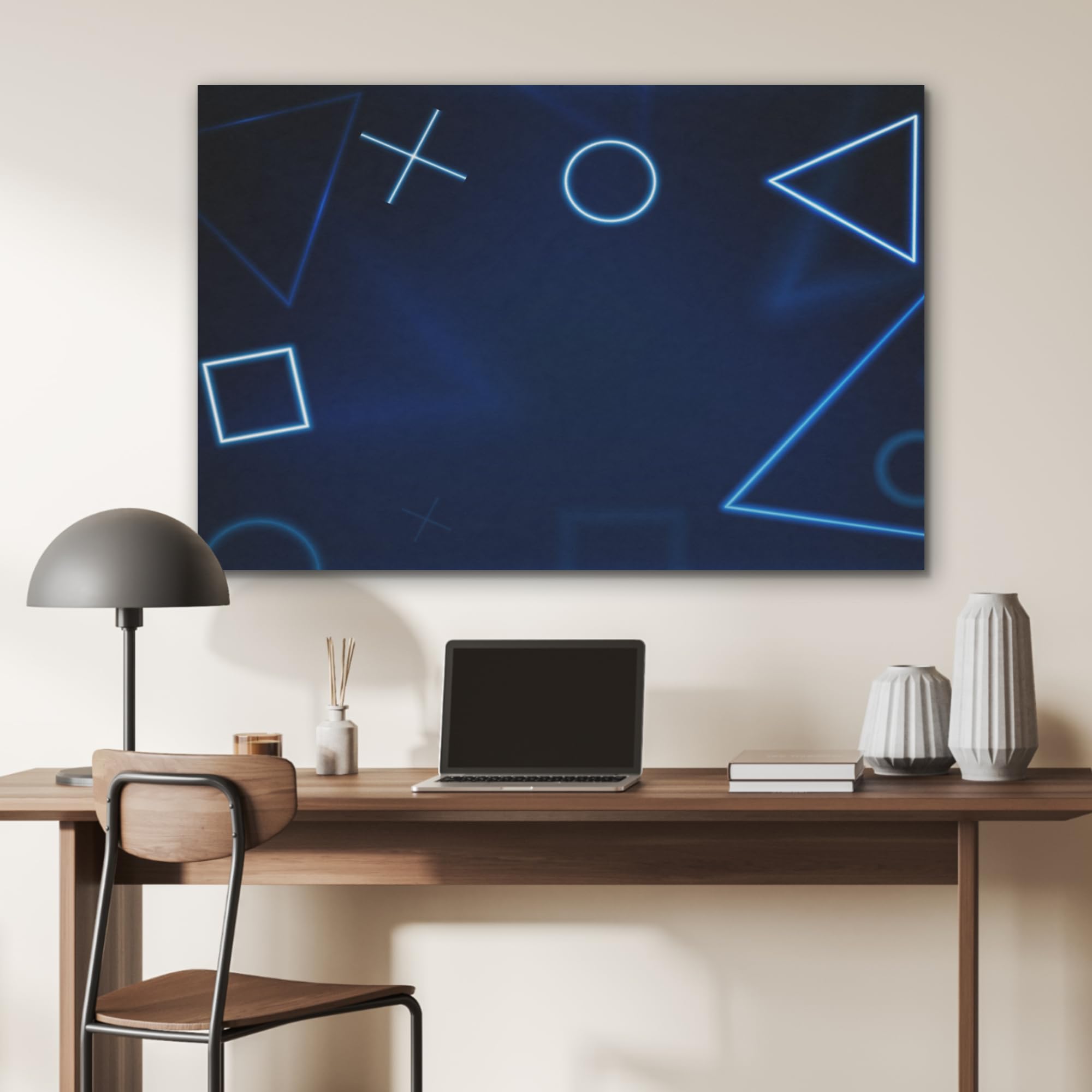 MuchoWow© Decoracion Pared 100x70 cm Paneles Acusticos Decorativos Panel Insonorizante Insonorizar Habitacion Insonorizacion CuadrosGaming - Neón - Azul