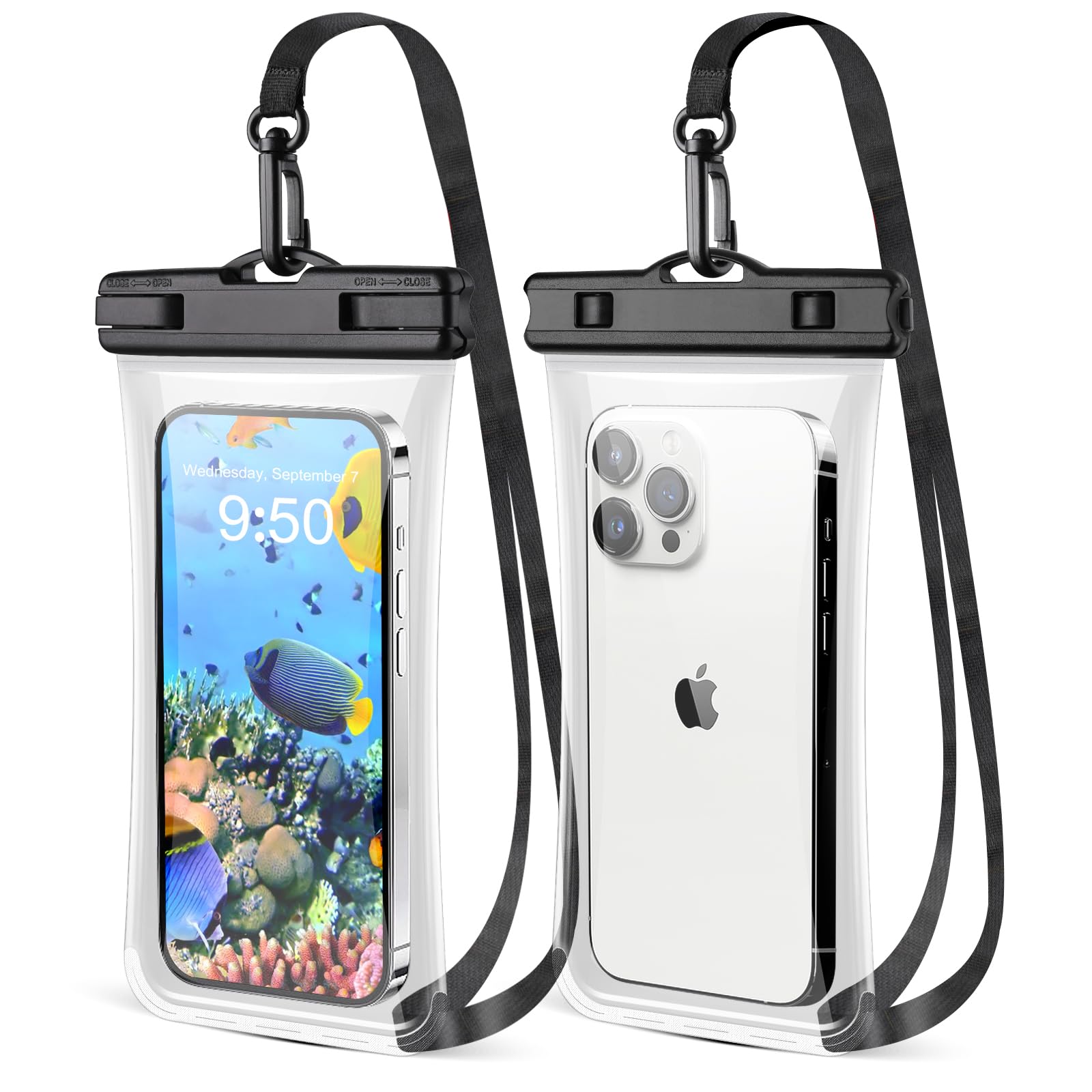 CITAMAMA Waterproof Smartphone Case, IPX8 Waterproof Smartphone Case Cover for iPhone 15 Pro Max 14 Pro 13 12 Galaxy S24 S23 Ultra Up to 6.9 Inches