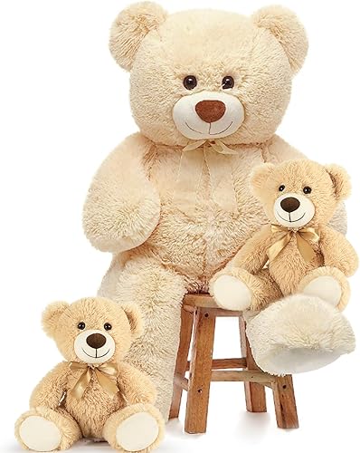MorisMos Ositos de peluche gigantes con bebés, oso grande para mamá con 2 bebés de peluche para baby shower, peluche de oso grande para Navidad, 36