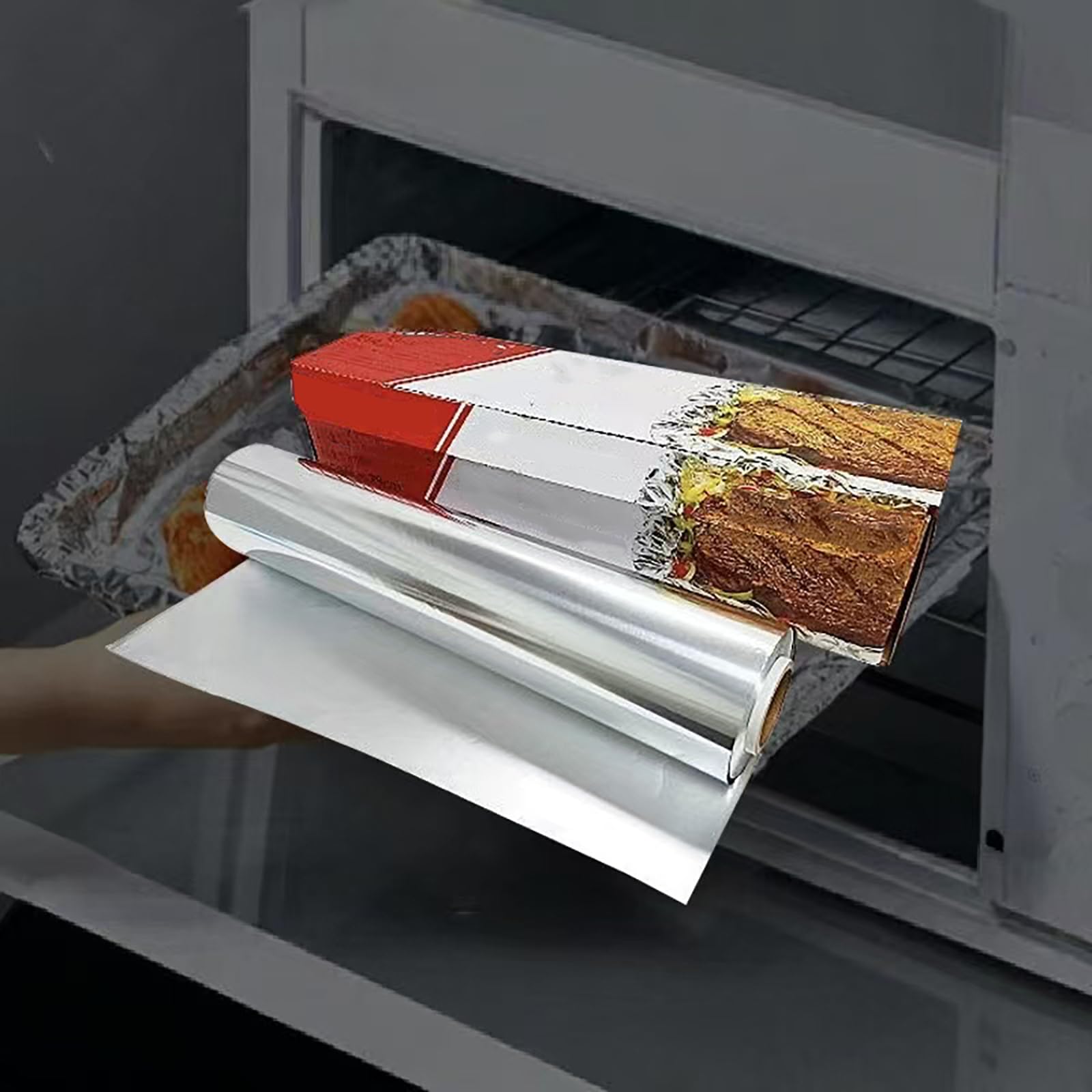 1 Rollo de Papel Aluminio Extrarresistente para Alimentos, 17 μm – Ideal para Cocina Casera, Catering y Parrilla – Film de Aluminio Resistente(Size:38cm*150m)