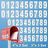 Vista 5 de Calcomanías de números reflectantes de vinilo para buzón - Impermeables, autoadhesivas, estilo clásico (3" y 4")