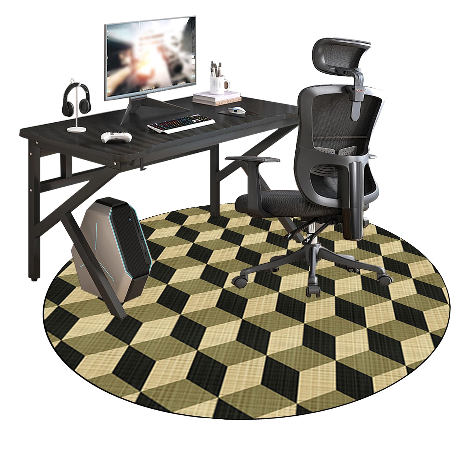 130 cm Redondo Alfombra Silla Gaming, Alfombra Multiusos para el Hogar, Protector Suelo Silla Ruedas, Alfombra de Protección de Suelo, Alfombra de Suelo para Suelos Duros, Laminado