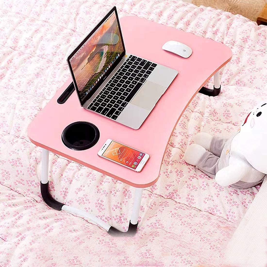 White Lion Engineered Wood Smart Standard Multi-Purpose Laptop Table With Dock Stand/Study Table/Bed Table/Foldable And Portable/Ergonomic & Rounded Edges/Non-Slip Legs/Engineered (Pink Table) (B09BYXRFSG) Amazon Price History, Amazon Price Tracker